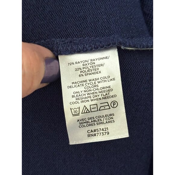 Ann Taylor Navy Midi Dress With Tiered Design Short Sleeves Stretch Fabric - Picture 5 of 9